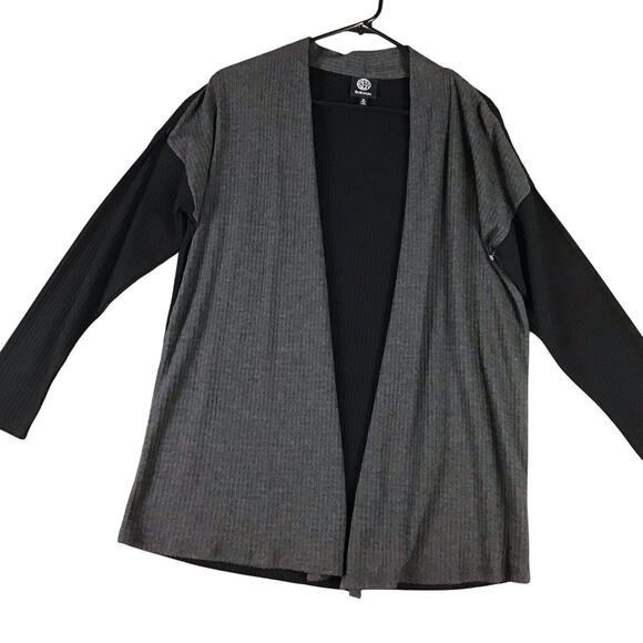 Bobeau Women’s Size MediumOpen Front Cardigan Lightweight Gray Black Colorblock - Picture 1 of 11